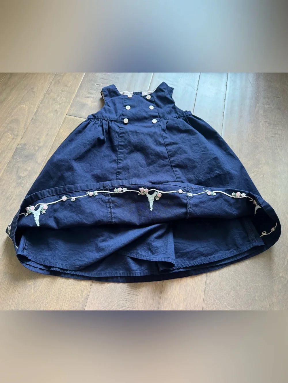 Janie and Jack Vintage Embroidered Navy Eiffel Tower Dress